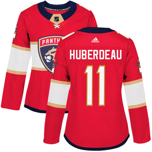 Adidas Panthers #11 Jonathan Huberdeau Red Home Authentic Women's Stitched NHL Jersey - Click Image to Close